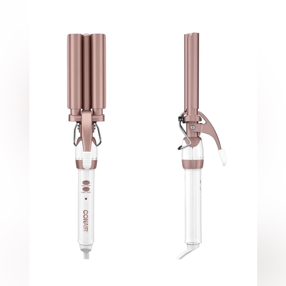 Conair Rose Gold Double Ceramic Triple Barrel Curling Iron Styling Waver